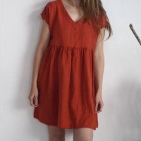 Robe courte ample en lin à col V SHATTAL