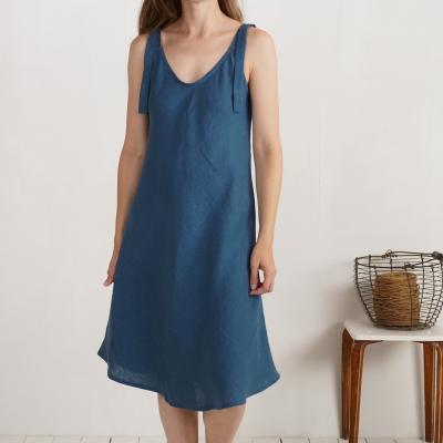 Robe midi en lin à larges bretelles TIETE