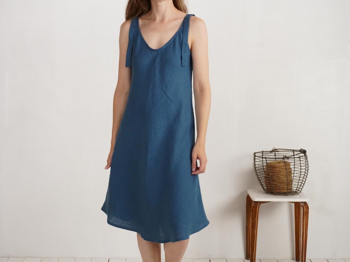 Robe midi en lin à larges bretelles TIETE