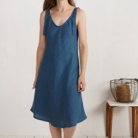 Robe midi en lin à larges bretelles TIETE