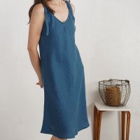 Robe midi en lin à larges bretelles TIETE