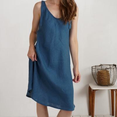Robe midi en lin à larges bretelles TIETE