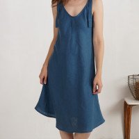 Robe midi en lin à larges bretelles TIETE