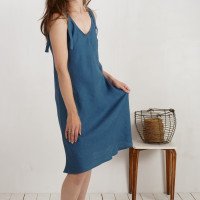 Robe midi en lin à larges bretelles TIETE