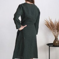 Robe midi portefeuille en lin à manches longues GAUJA