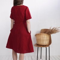 Robe midi portefeuille en lin MISSOURI