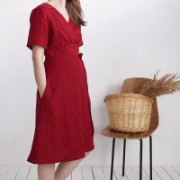 Robe midi portefeuille en lin MISSOURI