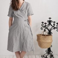 Robe midi portefeuille en lin MISSOURI