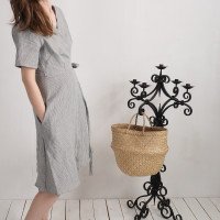 Robe midi portefeuille en lin MISSOURI