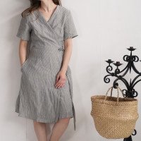 Robe midi portefeuille en lin MISSOURI