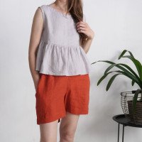 Blouse courte en lin à taille empire DIOS