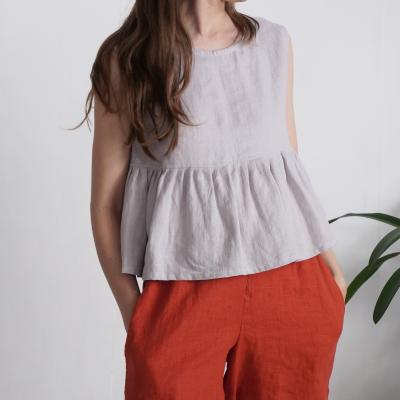 Blouse courte en lin à taille empire DIOS