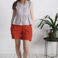 Blouse courte en lin à taille empire DIOS