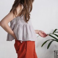 Blouse courte en lin à taille empire DIOS