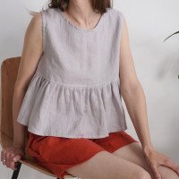 Blouse courte en lin à taille empire DIOS