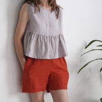 Blouse courte en lin à taille empire DIOS