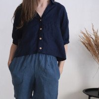 Veste courte en lin boutonnée JURUA