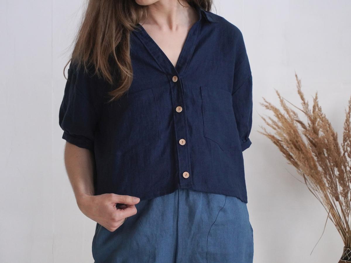 Veste courte en lin boutonnée JURUA