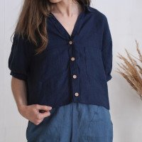Veste courte en lin boutonnée JURUA