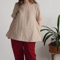 Blouse trapèze ample en lin OKAVANGO