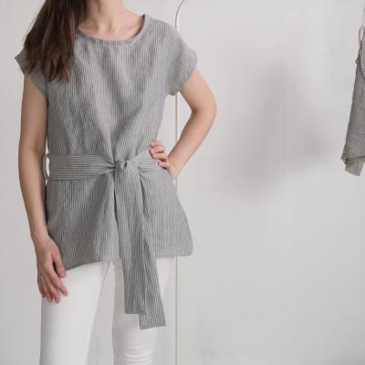 Blouse longue en lin à ceinture SHEBELLE