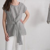Blouse longue en lin à ceinture SHEBELLE
