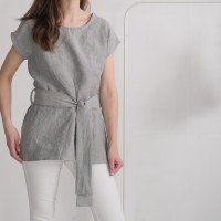 Blouse longue en lin à ceinture SHEBELLE