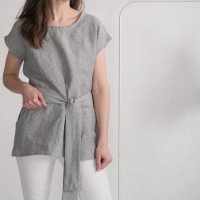 Blouse longue en lin à ceinture SHEBELLE