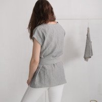 Blouse longue en lin à ceinture SHEBELLE