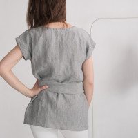 Blouse longue en lin à ceinture SHEBELLE