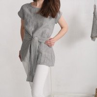 Blouse longue en lin à ceinture SHEBELLE