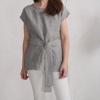 Blouse longue en lin à ceinture SHEBELLE