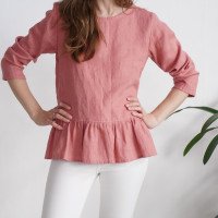 Blouse en lin à manches longues et volant RED