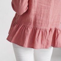 Blouse en lin à manches longues et volant RED