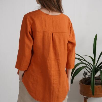 Blouse en lin boutonnée à dos allongé DARYA