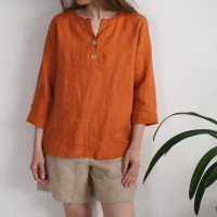 Blouse en lin boutonnée à dos allongé DARYA