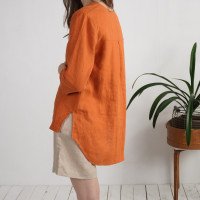 Blouse en lin boutonnée à dos allongé DARYA