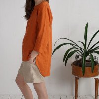 Blouse en lin boutonnée à dos allongé DARYA