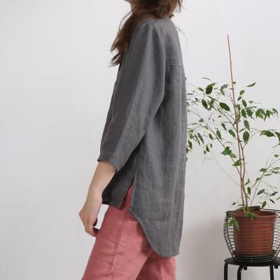 Blouse de grossesse en lin boutonnée à dos allongé DARYA
