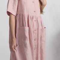Robe d’allaitement en lin boutonnée à manches mi-longues TENNESSEE