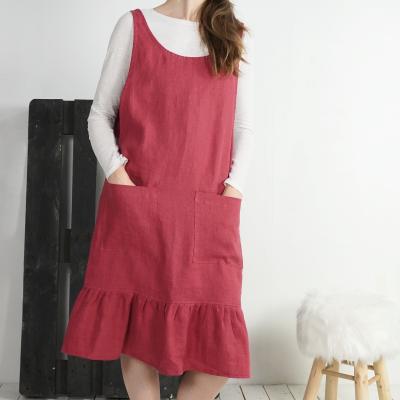 Robe tablier en lin à volant ORINOCO