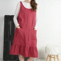 Robe tablier en lin à volant ORINOCO