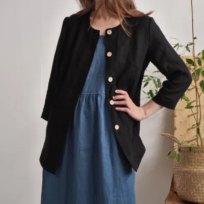 Linen jacket with buttons, summer light jacket - VOLTA