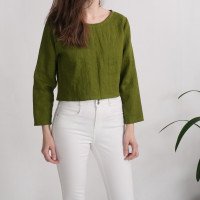 Blouse courte en lin à manches longues GODAVARI