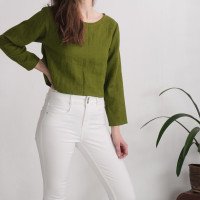 Blouse courte en lin à manches longues GODAVARI