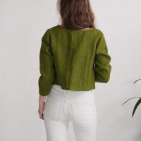 Blouse courte en lin à manches longues GODAVARI