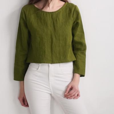 Blouse courte en lin à manches longues GODAVARI