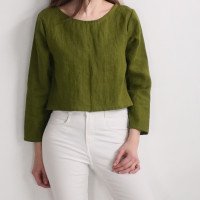 Blouse courte en lin à manches longues GODAVARI