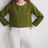 Blouse courte en lin à manches longues GODAVARI