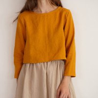 Blouse courte en lin à manches longues GODAVARI